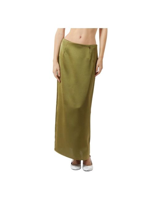 Silvian Heach Lange Satijnen Rok Met Detail in het Green