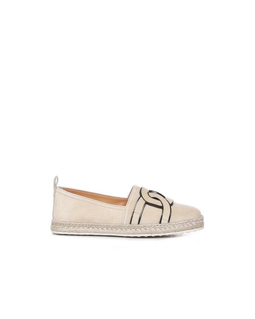 Tod's White Stilvolle Wildleder-Espadrilles