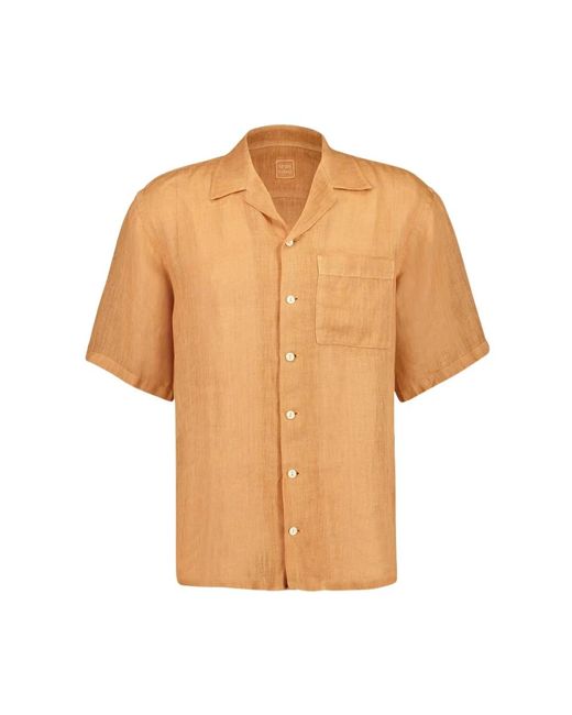 120% Lino Brown Short Sleeve Shirts for men