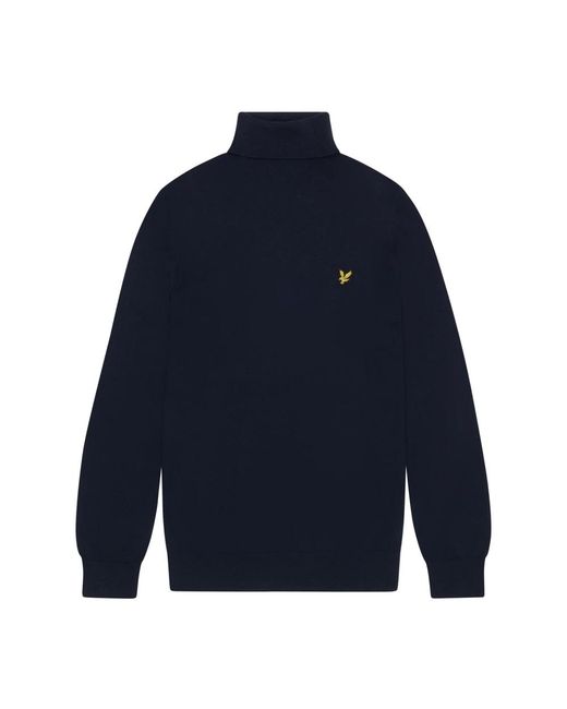 Lyle & Scott Blue Cotton Merino Turtle Neck Jumper (Dark) for men