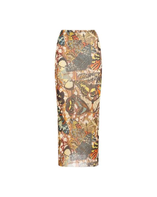 Falda de malla estampado de mariposas Jean Paul Gaultier de color Metallic