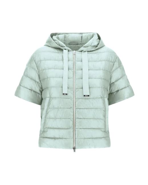 Herno Jassen ,Groen ,Nylon Ultralichte Nylon Jas Met Capuchon En Korte Mouwen in het Green