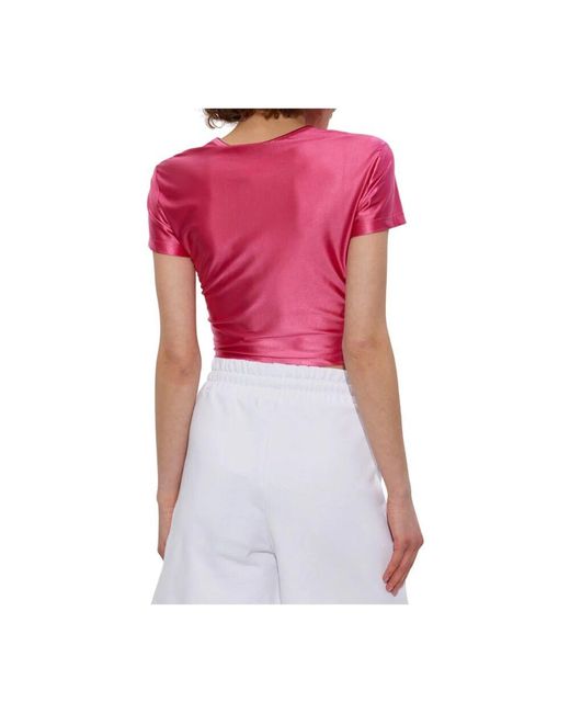 Versace Jeans Couture Pink Crop Top Mit Fettem Textdruck