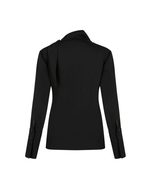 Courreges Black Schwarze Asymmetrische Bluse Mit Schal-Detail