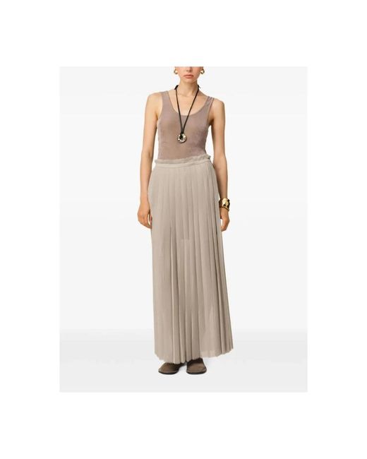 AMI Geplooide Midi Rok Met Riemdetail in het Brown