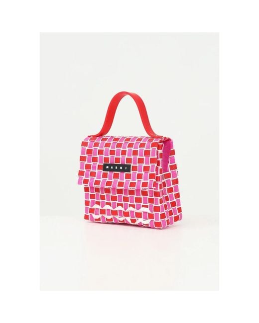 Borsa a tracolla fucsia intrecciata di Marni in Red