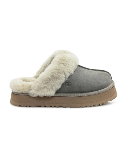 Ugg Schoenen ,Groen ,Suède Disquette Slipper in het Gray