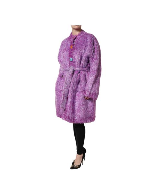 Dolce & Gabbana Purple Faux Fur & Shearling Jackets