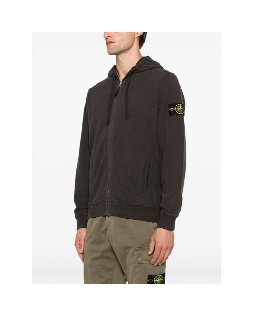 Stone Island Hoodies & Sweatvesten ,Grijs ,Grijze Sweaters Voor Mannen in het Black voor heren