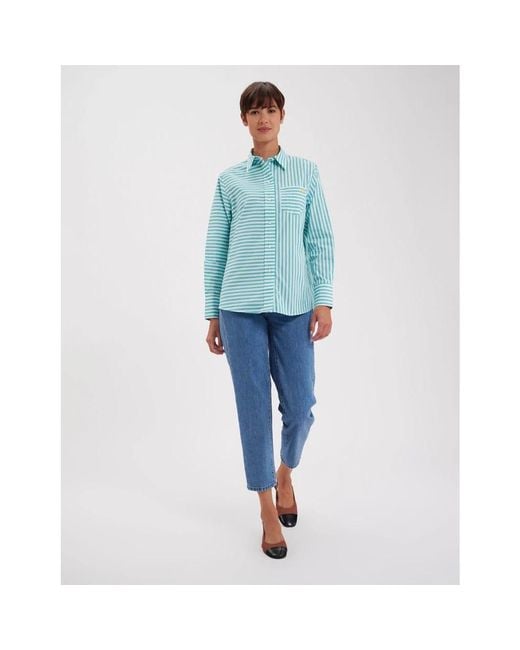 Ines De La Fressange Paris Blue Klassische bluse