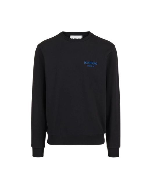 Iceberg Hoodies & Sweatvesten ,Zwart ,Zwarte Trui Met Kleine Branding in het Black voor heren