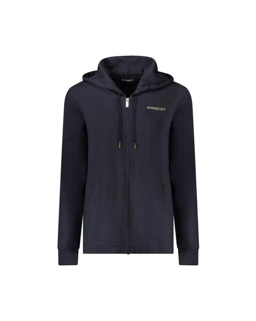 Freddy Hoodies & Sweatvesten ,Blauw ,Katoen Blu Cotton Sweatshirt in het Blue