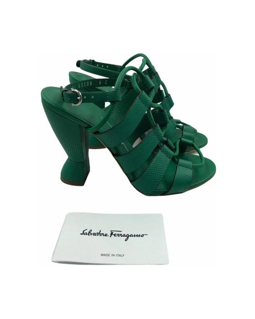 Ferragamo Green High Heel Sandals