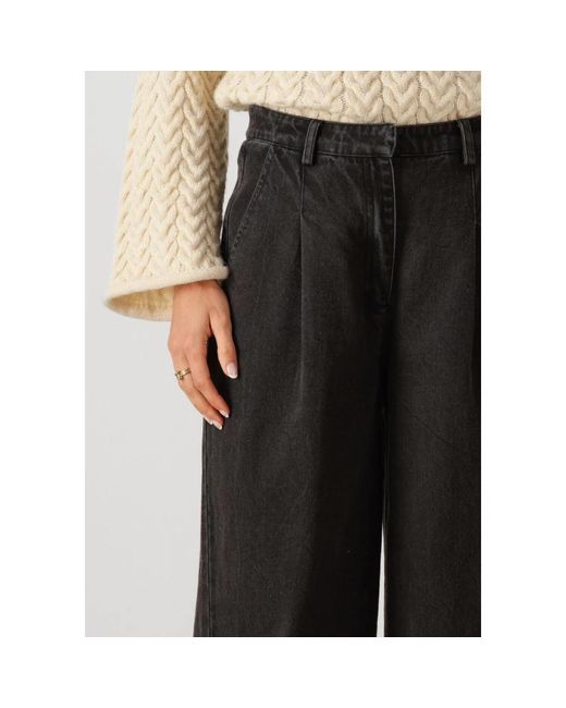 Modström Jeans ,Grijs ,Katoen Stijlvolle Wide Leg Jeans Voor Vrouwen in het Black