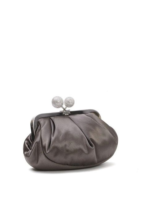 Weekend by Maxmara Gray Braune Kleine Clutch Mit Kettenriemen