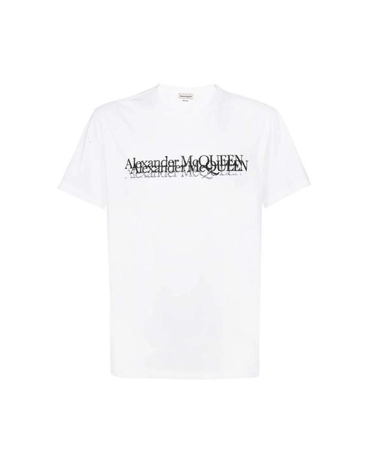Alexander McQueen Logo t-shirt mit rippbündchen in White für Herren