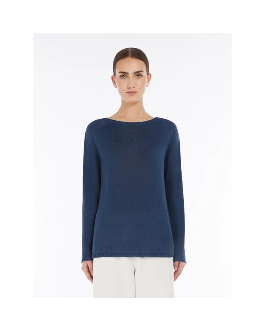 Max Mara Blue Round-Neck Knitwear