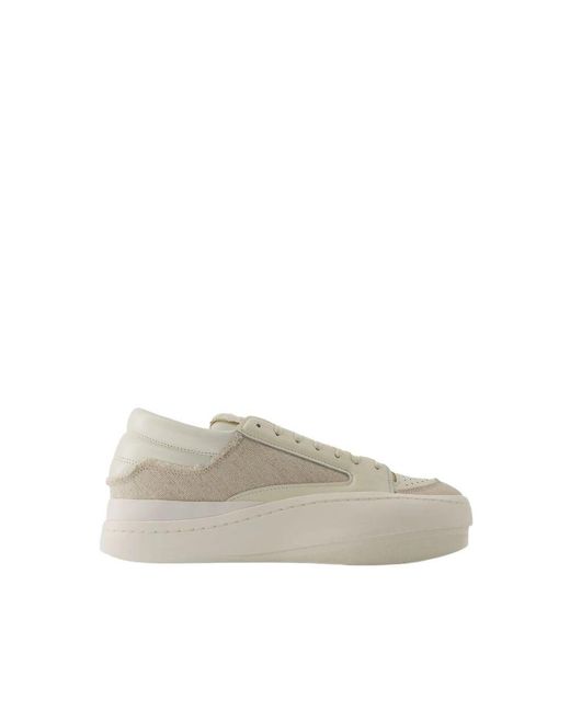 Y-3 Natural Schwarze leder-sneaker mit niedrigem schaft