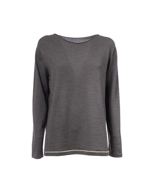 Le Tricot Perugia Gray Pullover aus reiner wolle mit lurex-detail