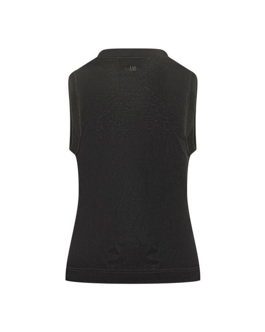 AMI Black Sleeveless Tops