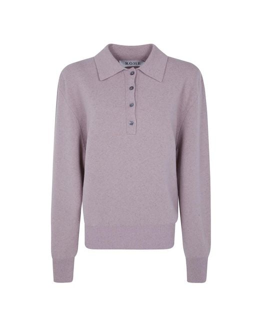 Rohe Compact Gebreide Polo in het Purple