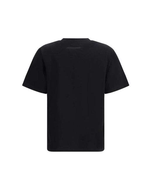 MM6 by Maison Martin Margiela Black Logo print geripptes baumwoll-t-shirt