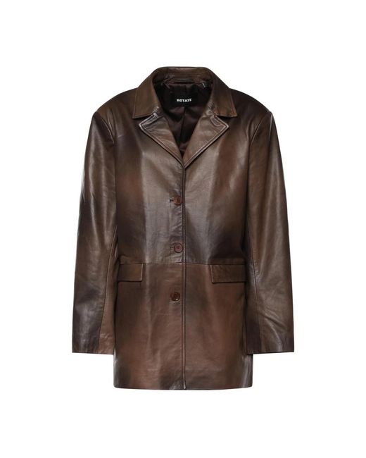 ROTATE BIRGER CHRISTENSEN Brown Leather Jackets