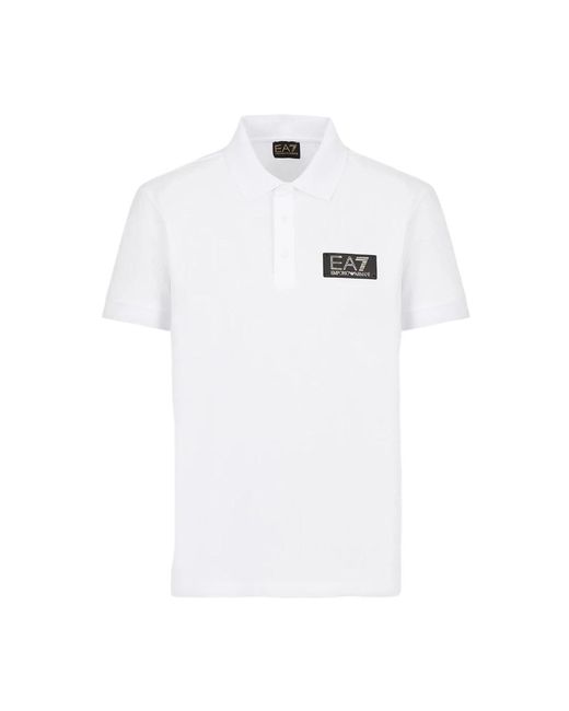 EA7 Stretch pique polo shirt in White für Herren