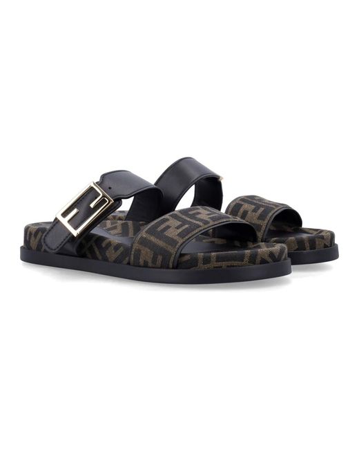 Fendi Black Sliders