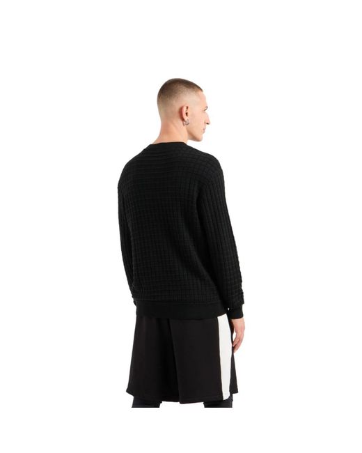 ARMANI EXCHANGE Black Round-Neck Knitwear for men