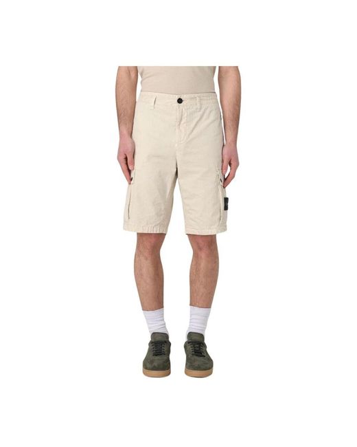 Stone Island Multipocket Cargo Shorts Design in Natural für Herren