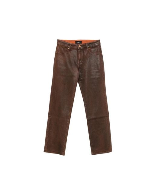 7 For All Mankind Brown Leather Trousers