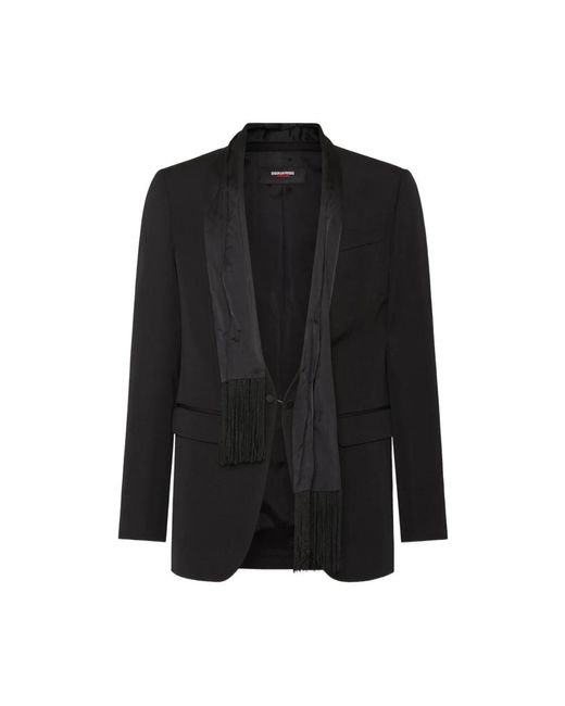DSquared² Jassen ,Zwart ,Zwarte Geknoopte Jas Met Zakken in het Black voor heren