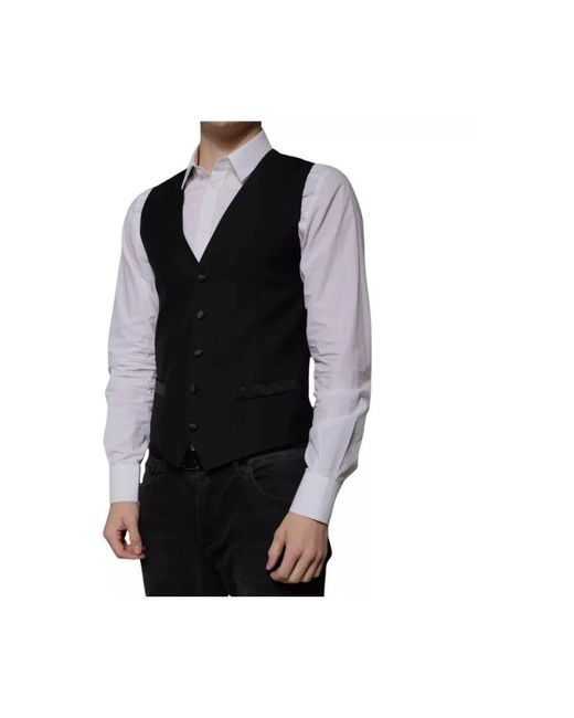 Dolce & Gabbana Luxuriöse Wollmischung Formale Weste in Black für Herren