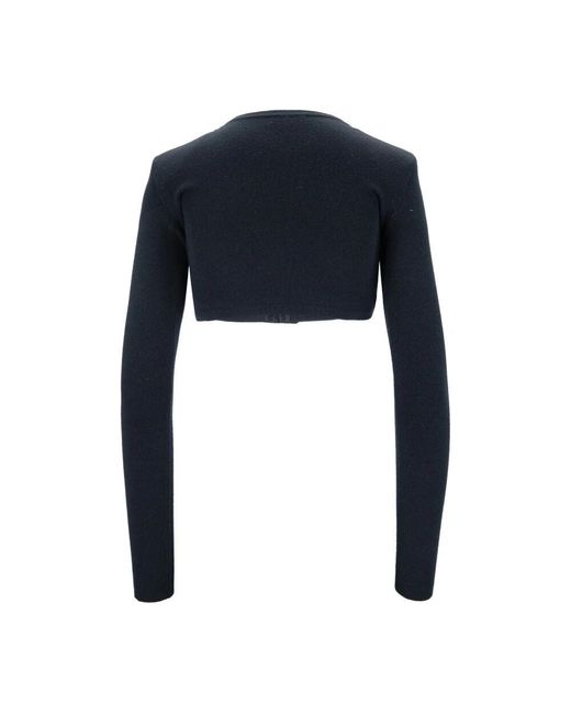 Elisabetta Franchi Blue Langarm crop top mit verzierungen