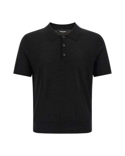 DSquared² Light Wool Polo in het Black voor heren