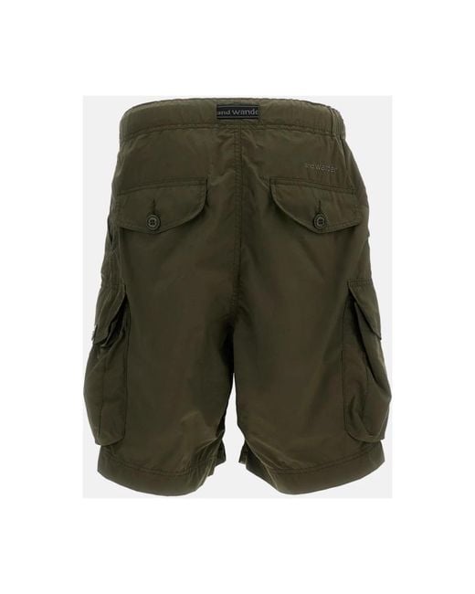 And Wander Green Casual Shorts for men