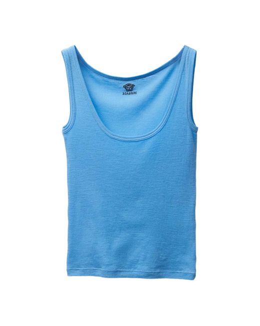 Versace Blue Sleeveless Tops