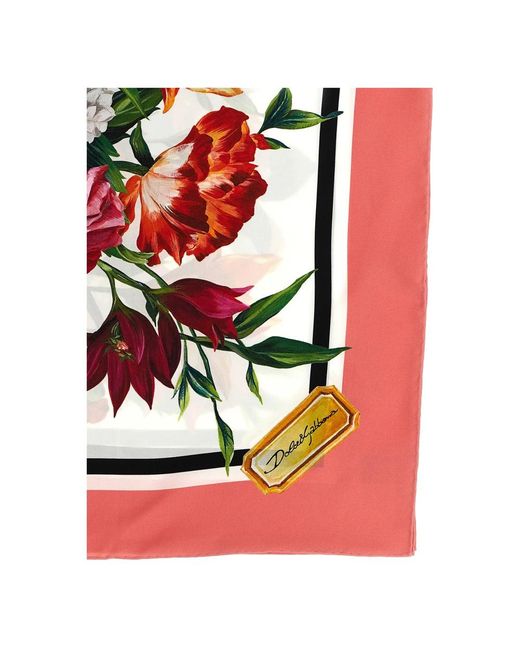 Dolce & Gabbana 90X90 Silk Twill Foulard in het Pink