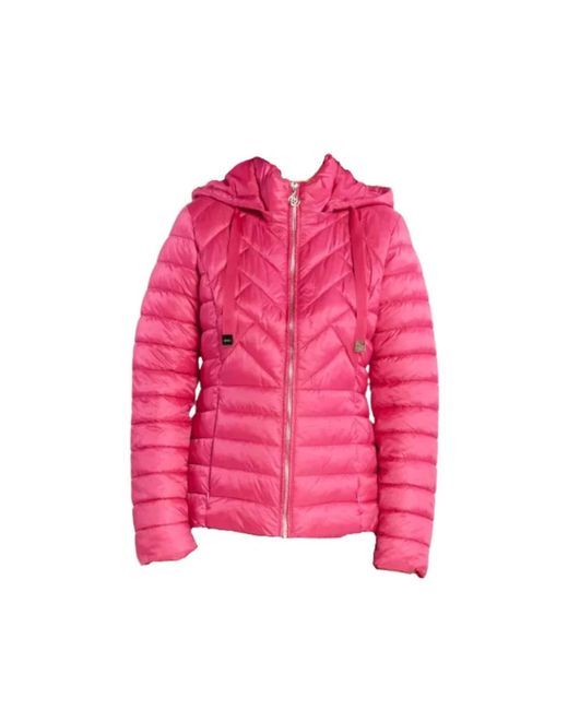 Liu Jo Jassen ,Roze ,Polyester Winter Hoodie Jas, Roze in het Pink