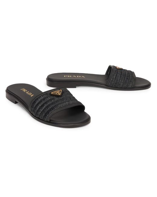 Prada Black Sliders