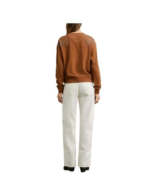 Pepe Jeans Brown Round-Neck Knitwear