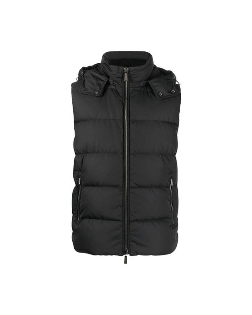 Moorer Jassen ,Zwart ,Hoge Hals Gewatteerd Gilet Zwart Vest in het Black voor heren