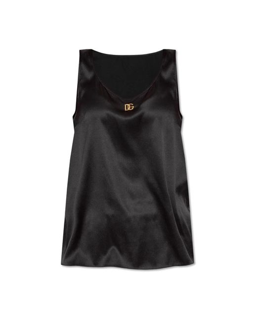 Dolce & Gabbana Black Ärmellose seidentop