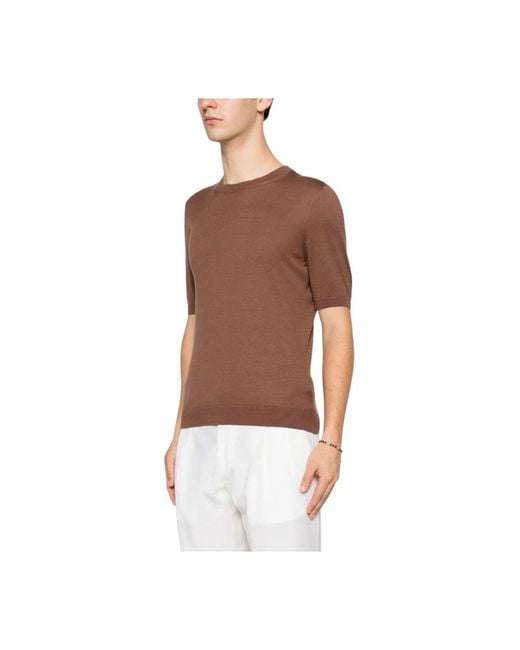 Tagliatore Brown Round-Neck Knitwear for men
