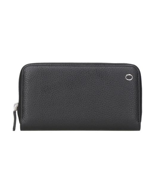 Orciani Accessoires ,Zwart ,Leer Gegreineerde Leren Portemonnee in het Black voor heren