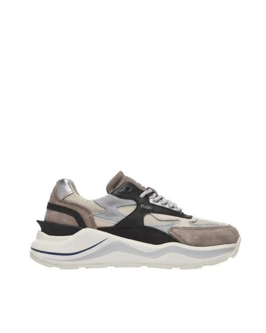 Date Schoenen ,Veelkleurig ,Katoen Ivoor Sneakers Met Zilveren Details in het Gray