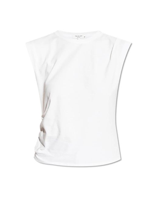 Rag & Bone Tops ,Wit ,Katoen Mouwloze T-Shirt in het White