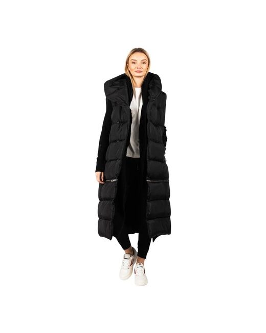 LA HAINE INSIDE US Jassen ,Zwart ,Polyester Hooded Vest Met Ritssluiting in het Black