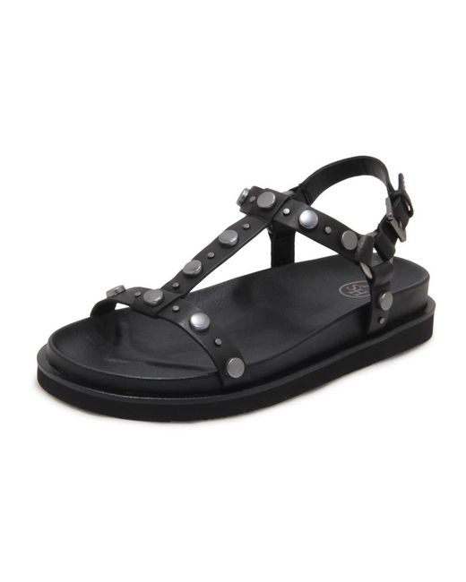 Ash Schoenen ,Zwart ,Leer Ugo Sandaal Met Noppen En T-Band in het Black